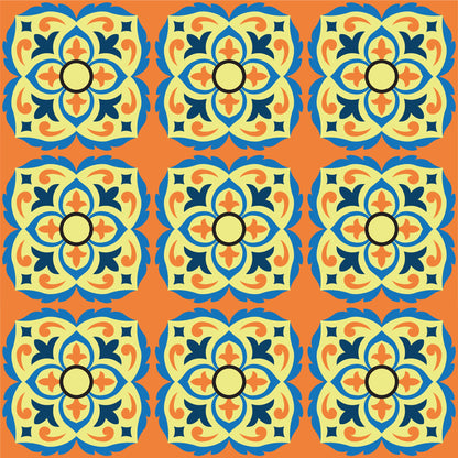 Orange & Yellow Vintage Tile Stickers Pack