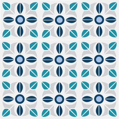 Blue & Grey Pattern Tile Stickers Pack