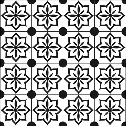 Black & White Flowers Tile Stickers