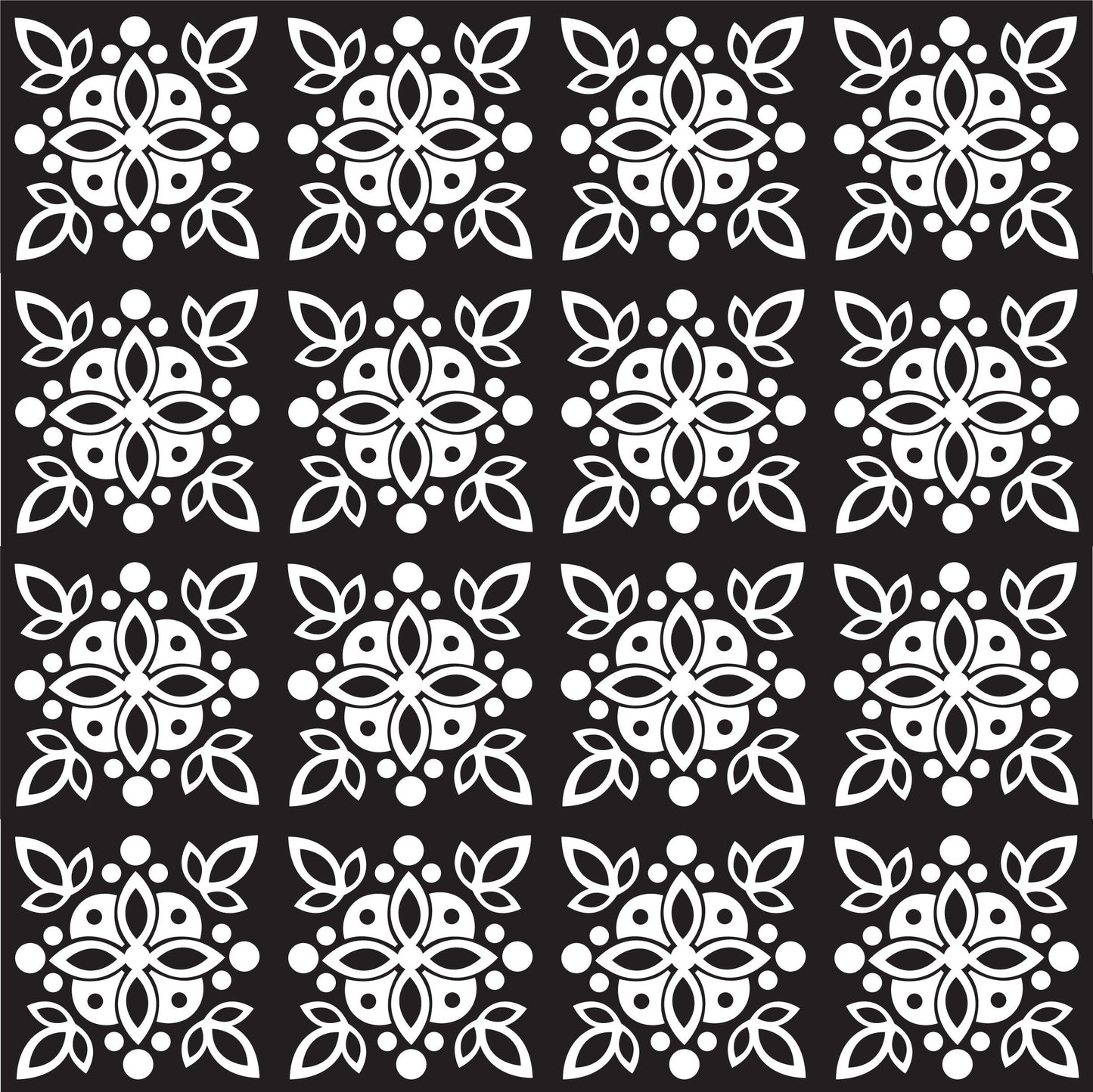 Black & White Vintage Floral Tile Stickers