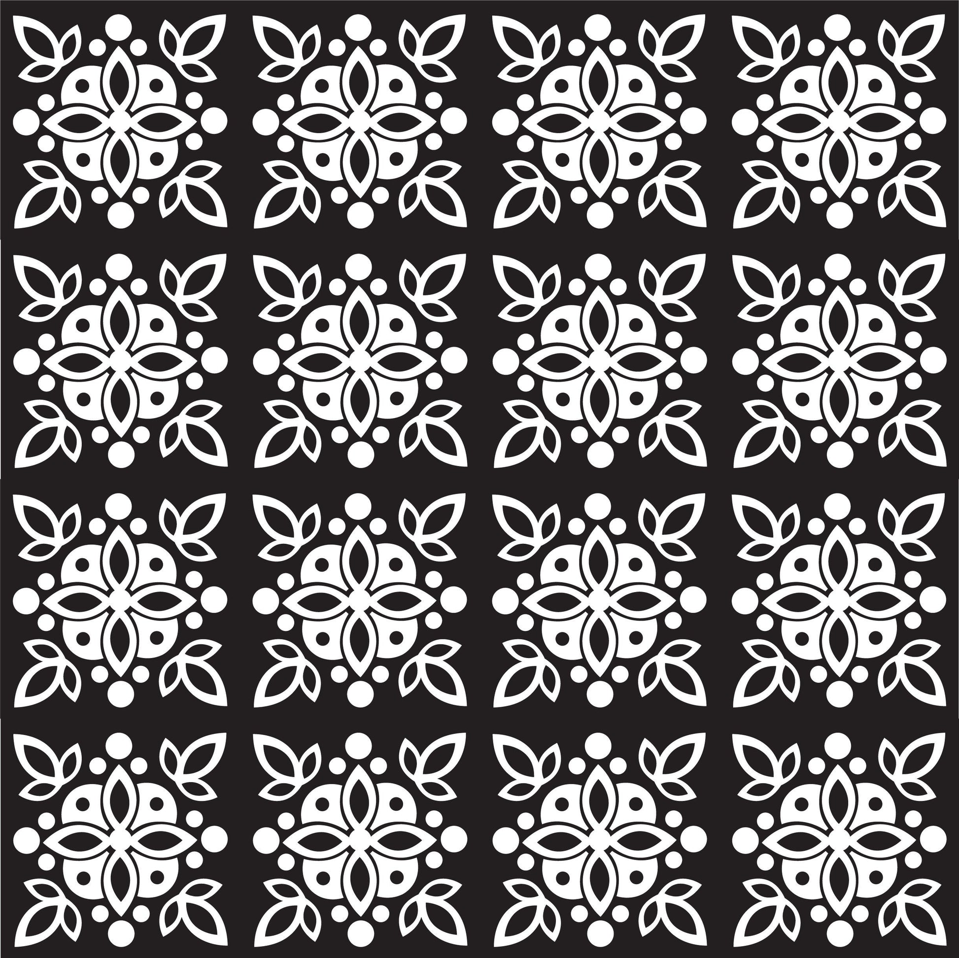 Black & White Vintage Floral Tile Stickers