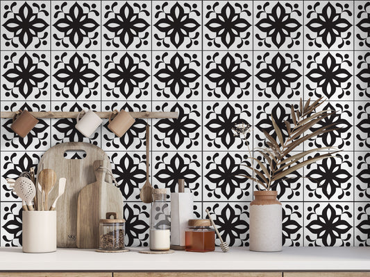 Black & White Pattern Tile Stickers