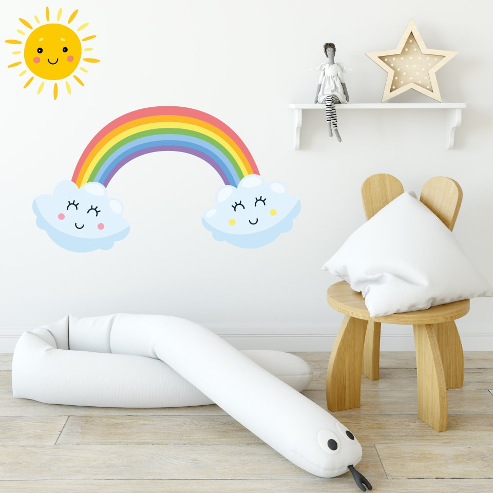 Rainbow Wall Sticker With Sun & Clouds