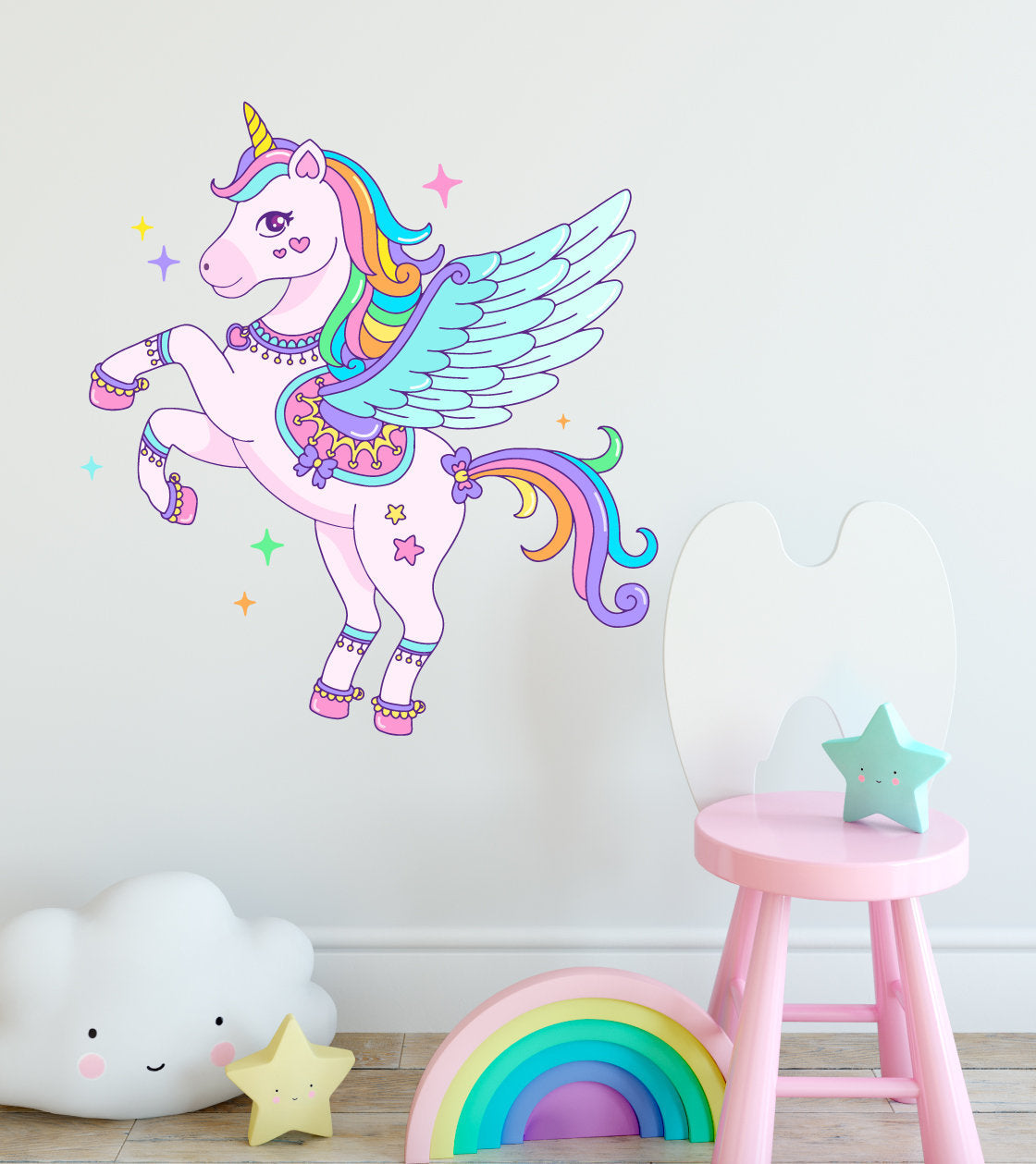 Unicorn Wall Sticker With Stars