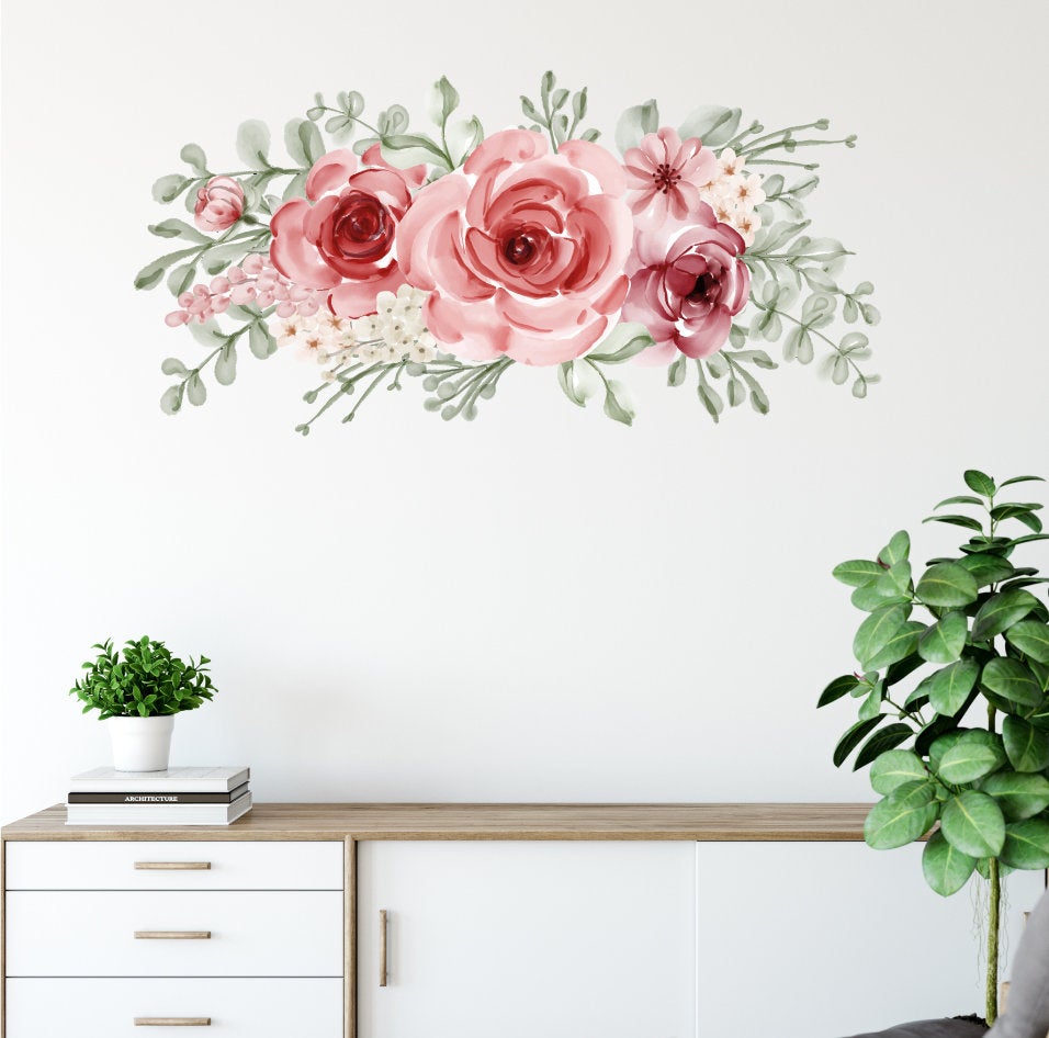 Light Pink Peony Floral Flower Wall Sticker