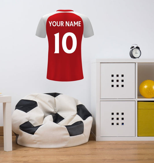 Personalised Red & White Football Shirt Wall Sticker