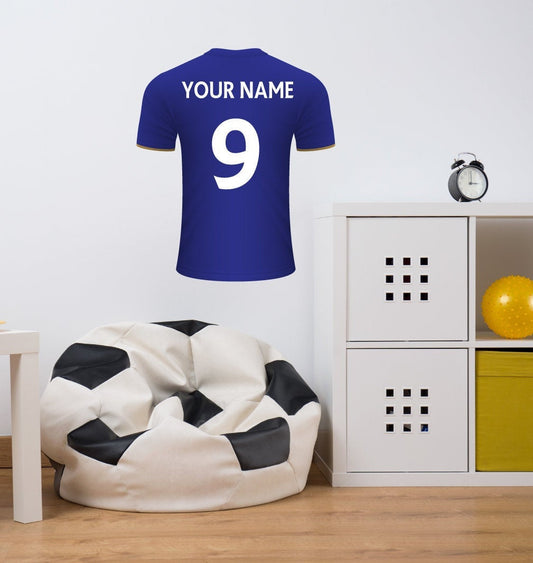 Blue Personalised Football Shirt Wall Sticker