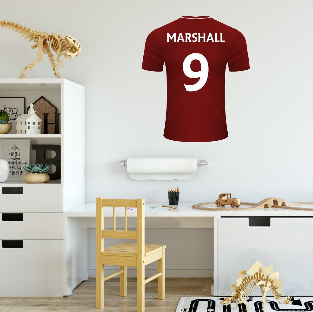 Personalised Red/White Football Shirt Wall Sticker