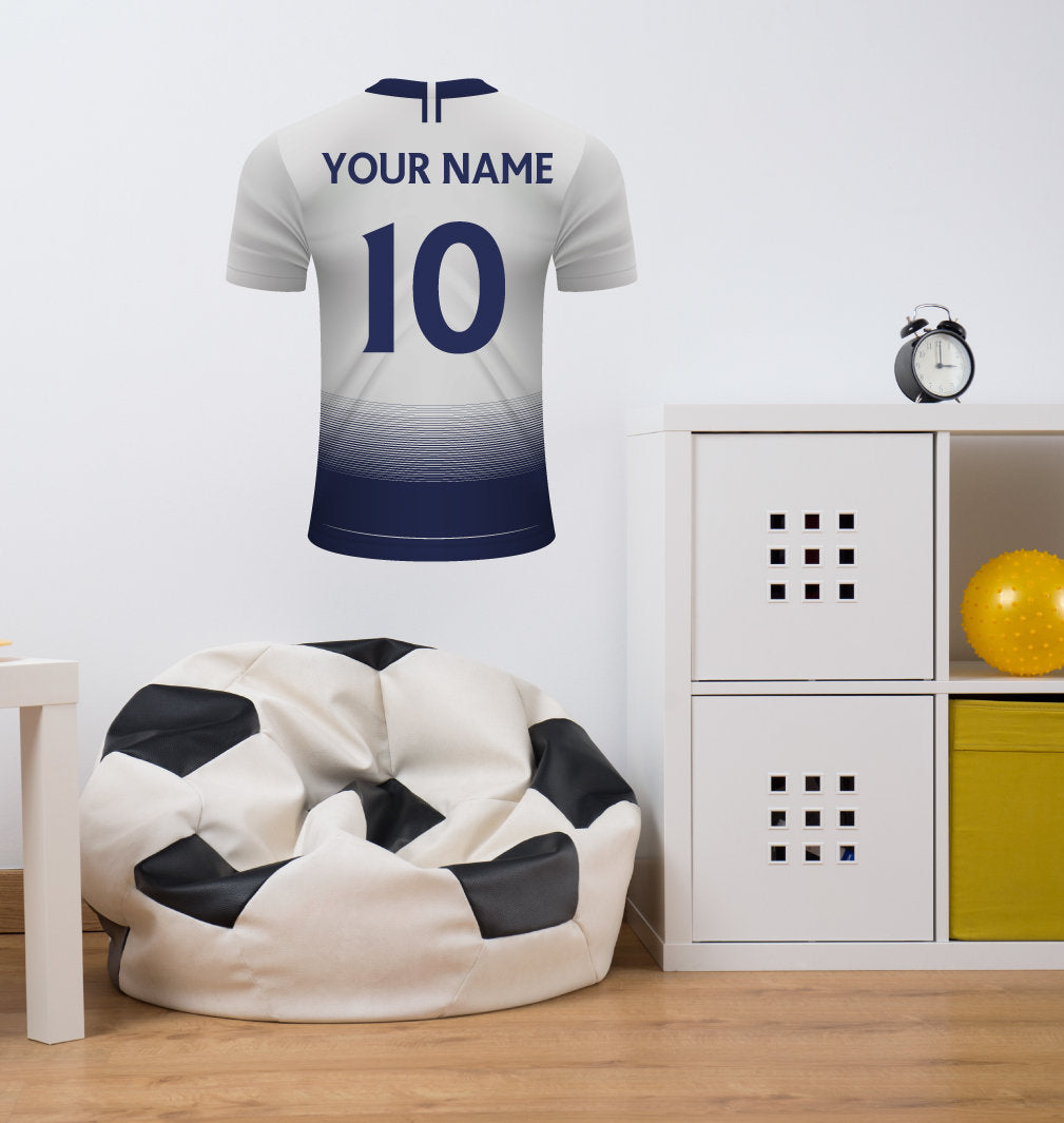 Blue & White Abstract Personalised Football Shirt Wall Sticker