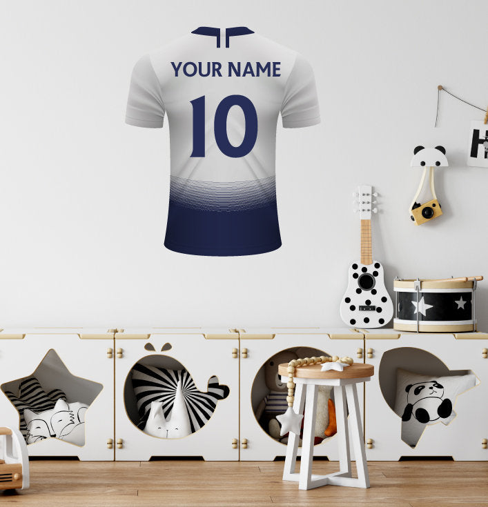 Blue & White Abstract Personalised Football Shirt Wall Sticker