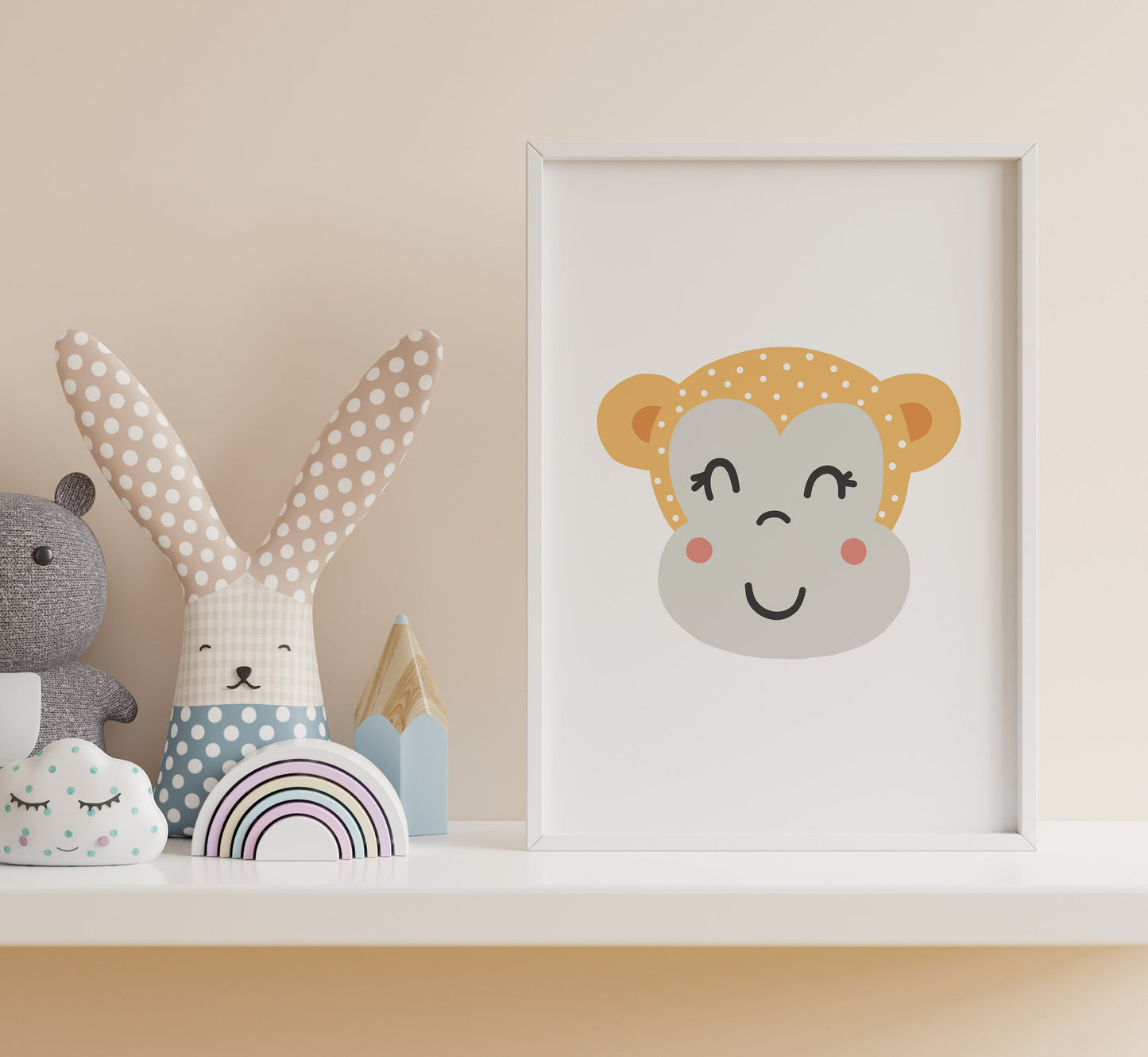 Cute Monkey Animal Nursery Print