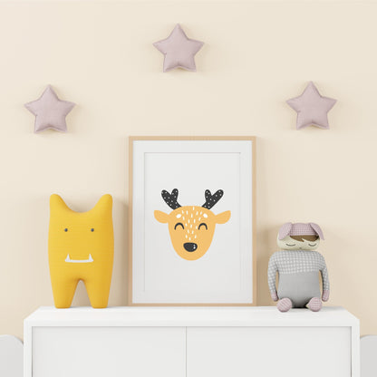 Cute Reindeer Animal Nursery Print