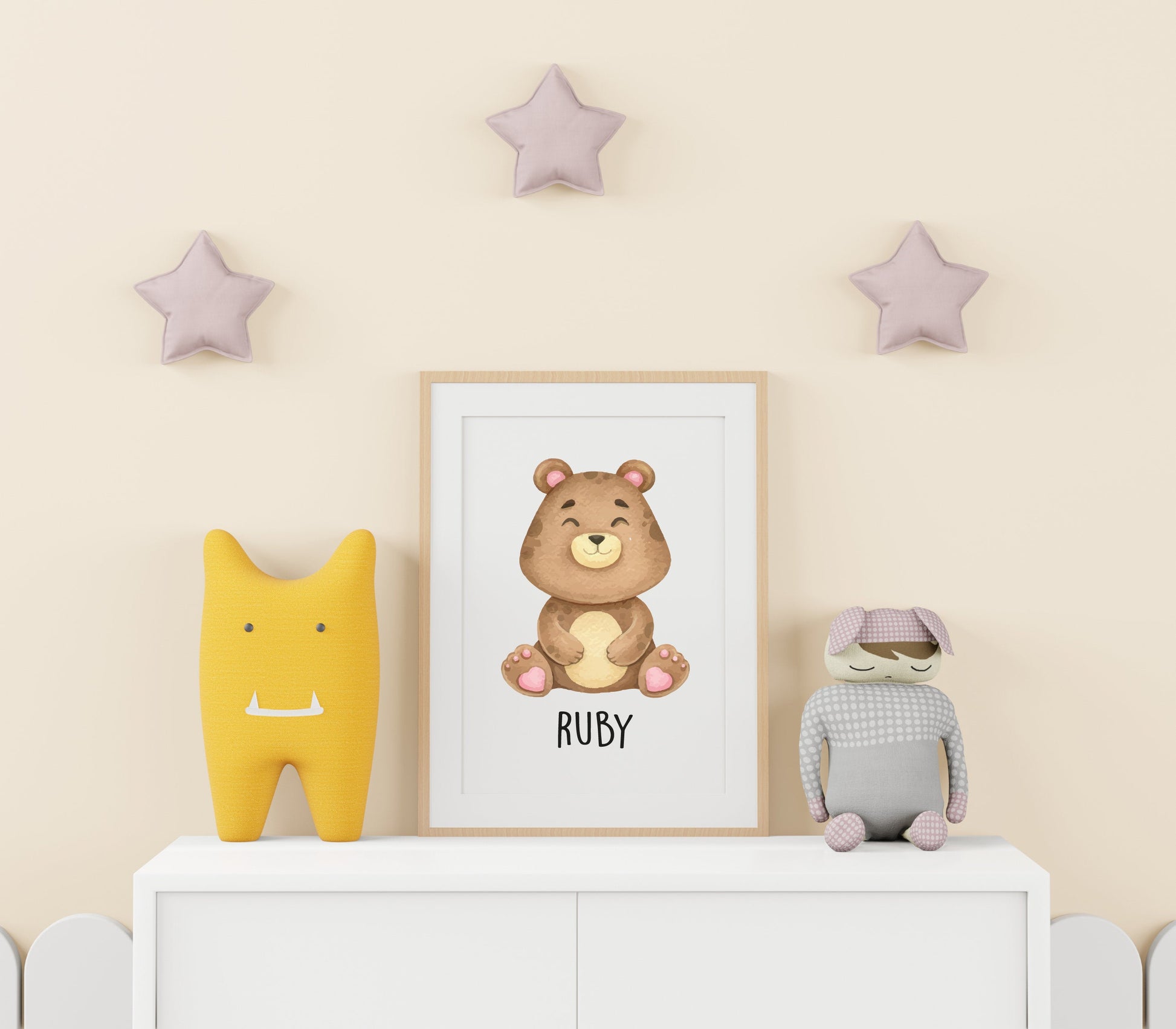 Cute Bear Personalised Name Nursery Print