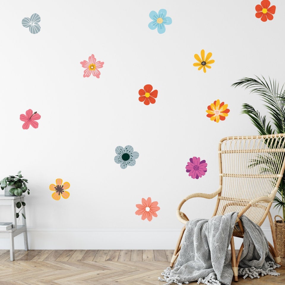 24 Mini Flower Floral Wall Stickers