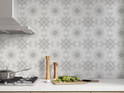 Grey Madala Pattern Tile Stickers