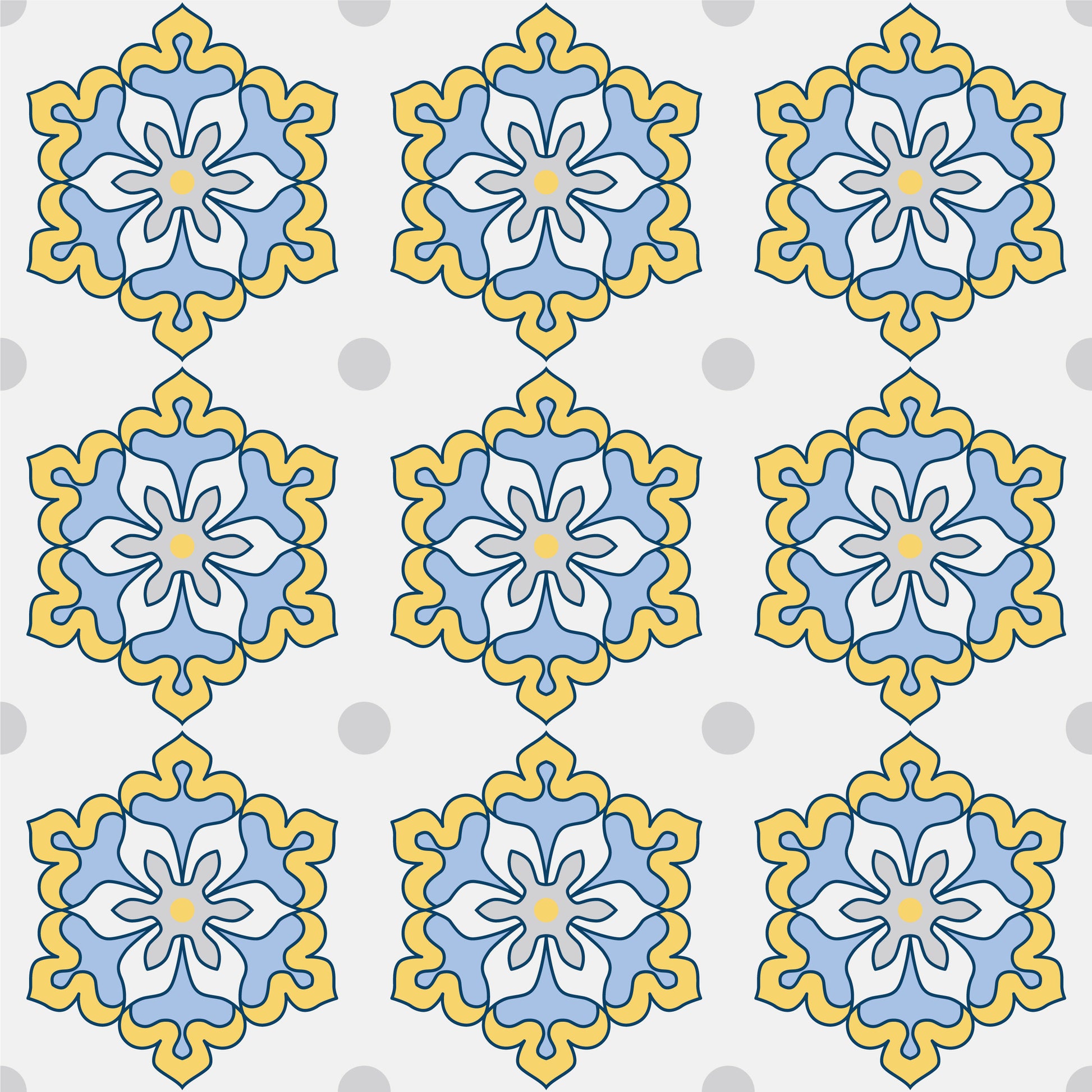 Yellow & Blue Vintage Tile Stickers Pack