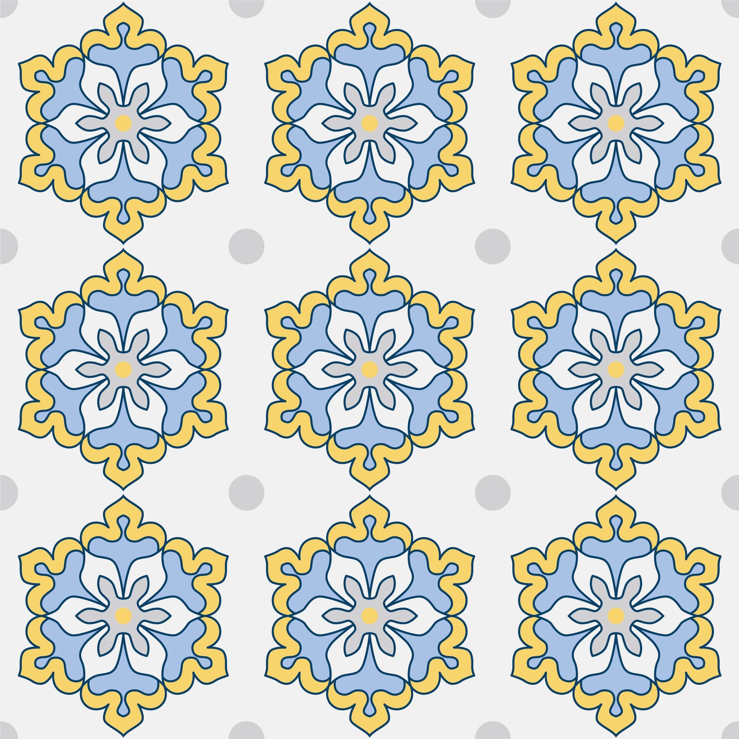Yellow & Blue Vintage Tile Stickers Pack