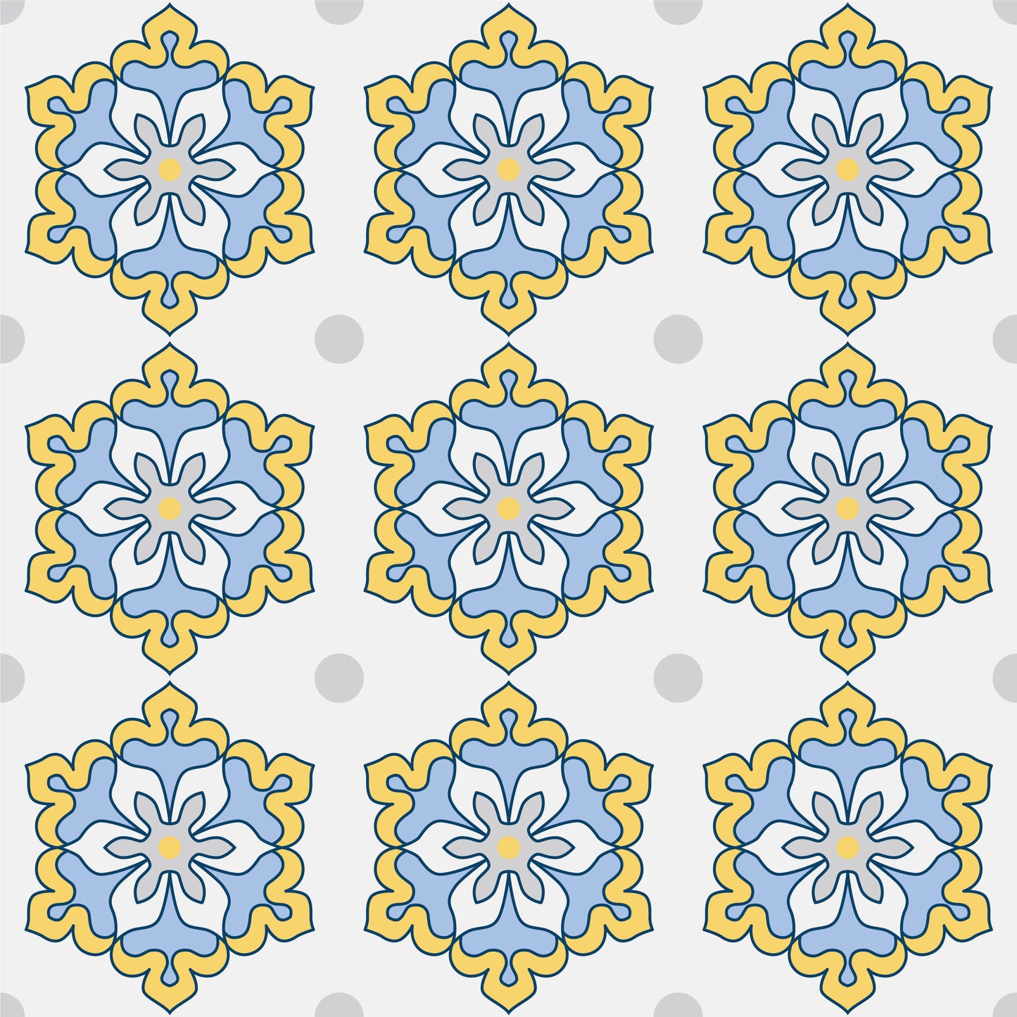 Yellow & Blue Vintage Tile Stickers Pack