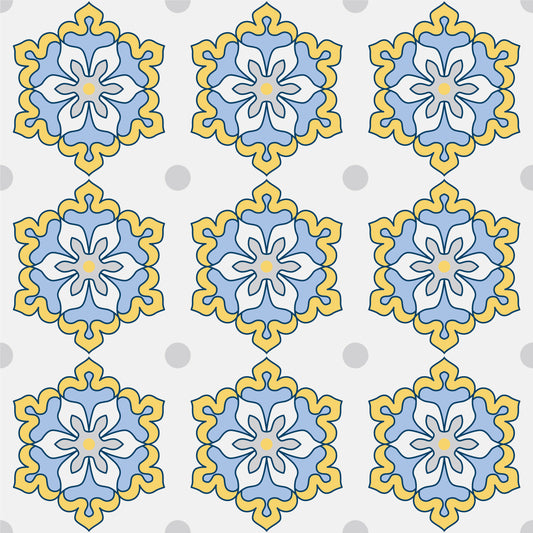 Yellow & Blue Vintage Tile Stickers Pack