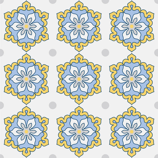 Yellow & Blue Vintage Tile Stickers Pack