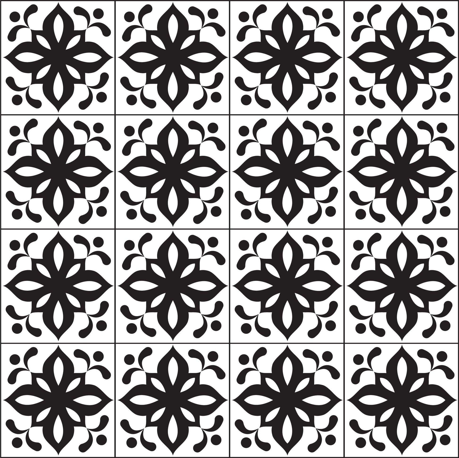 Black & White Pattern Tile Stickers