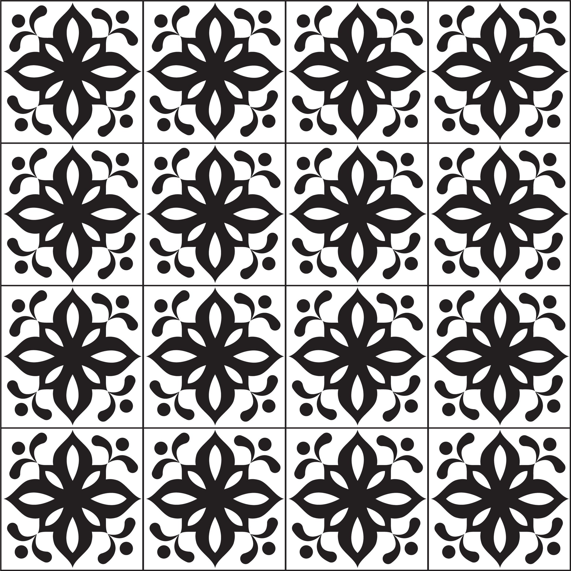 Black & White Pattern Tile Stickers
