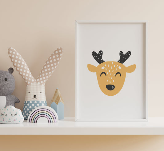 Cute Reindeer Animal Nursery Print