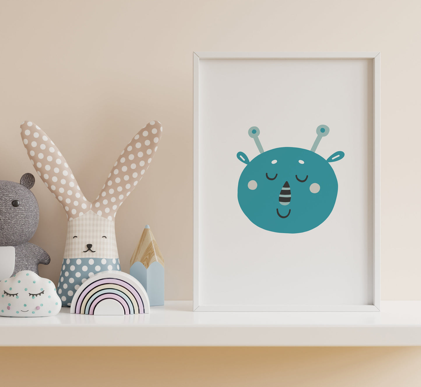 Blue Sleeping Monster Nursery Print