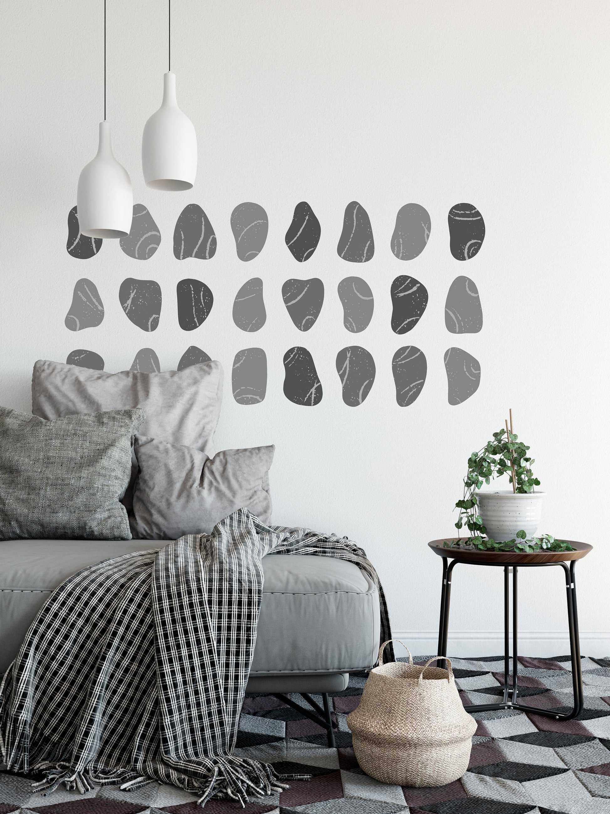 24 Large Pebble Wall Stickers