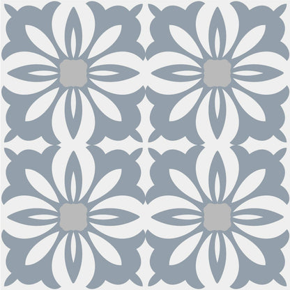 Grey Floral Vintage Pattern Tile Stickers