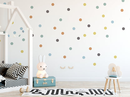 Round Colourful Chic Polka Dot Wall Stickers Decals For Kids Bedrooms And Nursery Rooms