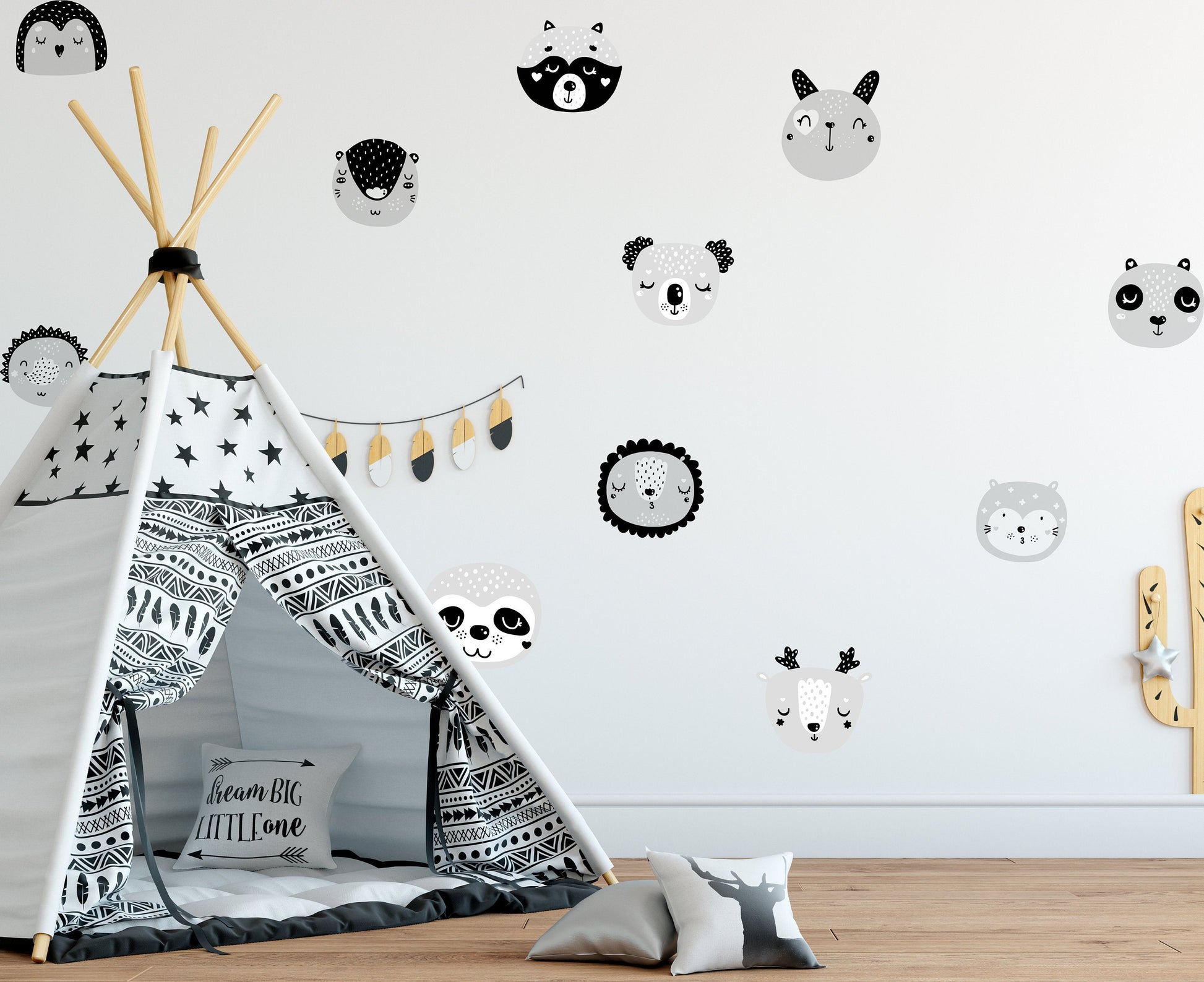 Scandinavian Cute Animals Nursery Wall Stickers