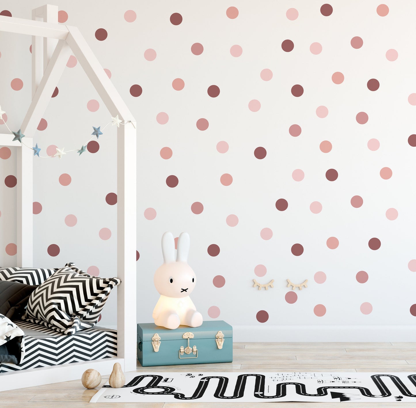 Rose Gold Colour Polka Dot Wall Stickers Decals