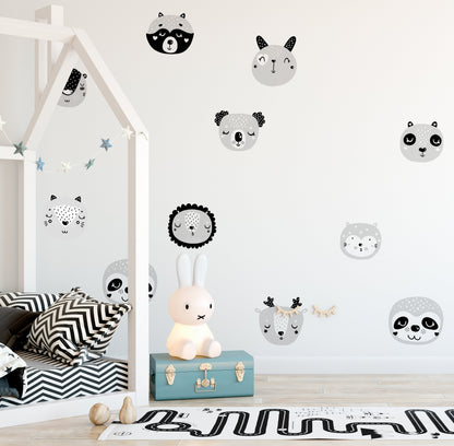 Scandinavian Cute Animals Nursery Wall Stickers