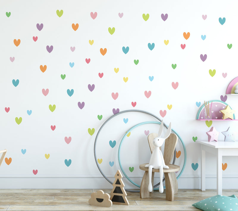 Colourful Hearts Nursery Wall Sticker Decals
