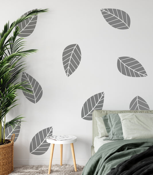 Large Botanical Leaves Wall Stickers (9 Pack)