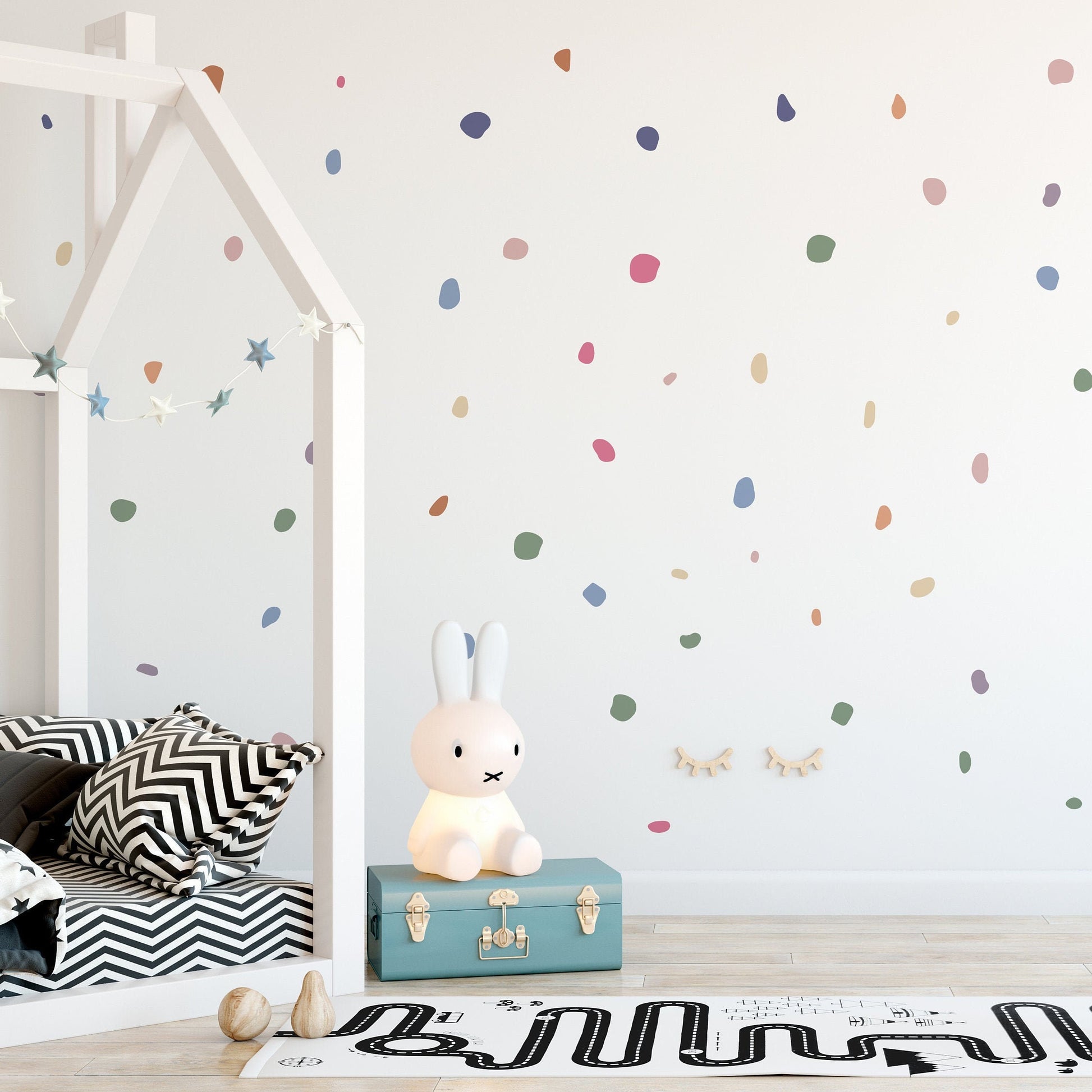 Peel & Stick Removable Pastel Polka Dot Vinyl Wall Stickers For Kids Nursery Rooms PAstel Wall Decor Fun Chic Boho Wall Art Kids