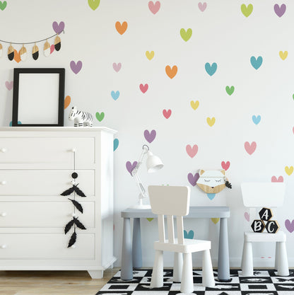 Pastel Heart Shapes Wall Stickers