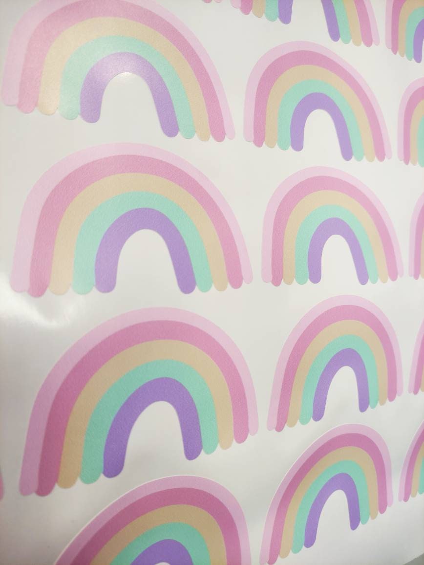 24 Denmark Pastel Room Decor Rainbow Wall Decals Stickers For Kids Rooms Nurseries Removable Wall Art