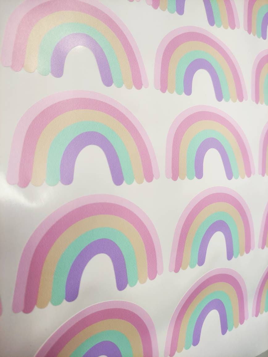 24 Rainbow Wall Decals, Rainbow Wall Stickers, Pastel Stickers, Pastel Decals, Pastel Wall Art, Kids Room Decor, Nursery Room Decor, Vinyl