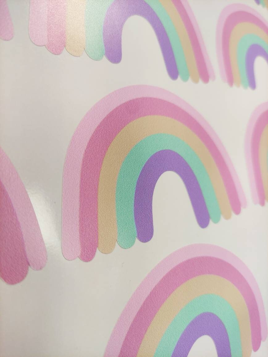 Removable Childrens Room Pastel Rainbow Wall Stickers Nursery Decals | 24 Pack
