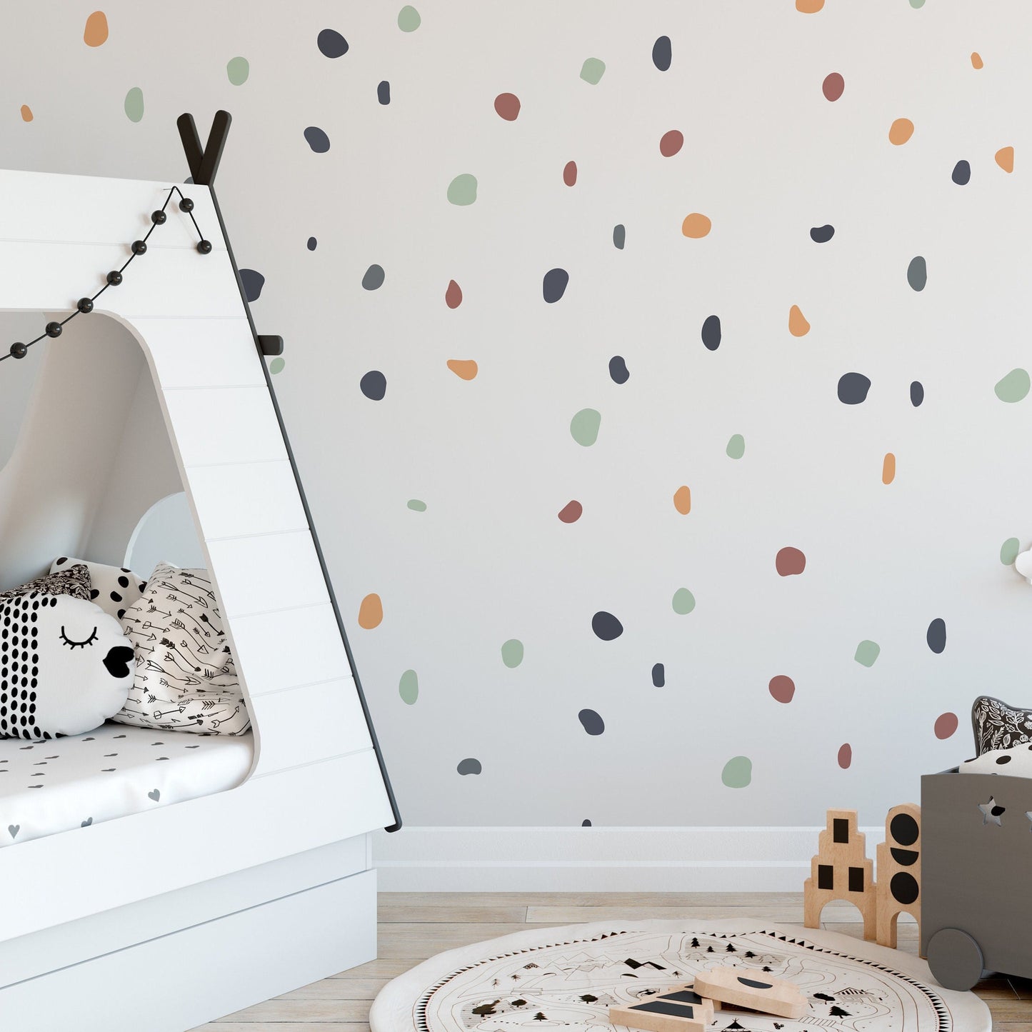 140 Boho Chic Polka Dot Wall Decal Sti kers For Kids Nursery Playroom Childrens Bedroom Peel & Stick Removable