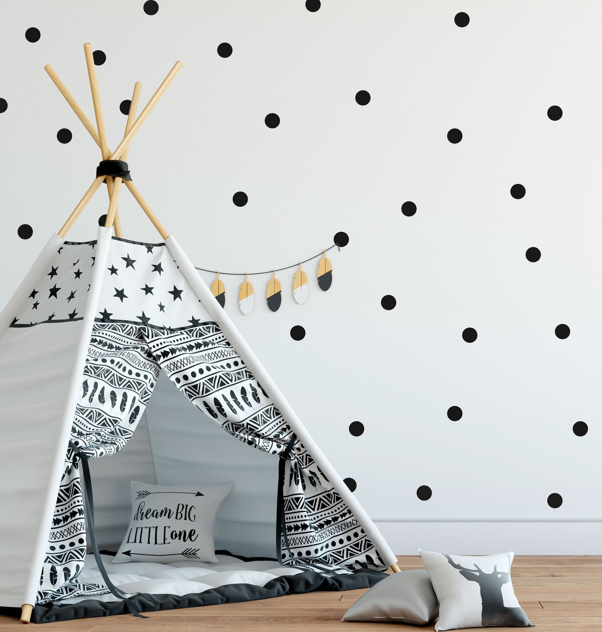 100 Round Dot Polka Dot WEall Stickers Spot Decals Peel And Stick Removable Children's Room Wall Art Stickers Kids Nursery Rooms Dotty
