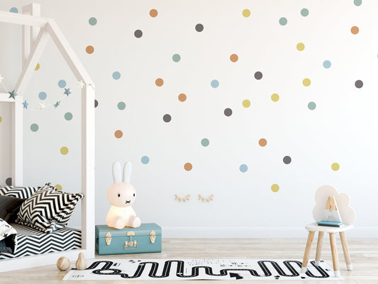 Boho Chic Round Polka Dot Wall Decal Stickers Peel And Stick Removable Home Wall Art Vinyl Dot Stickers For Kids Nursery Childrens Bedroom