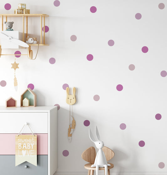 Pink Shades Colour Polka Dot Wall Stickers Decals
