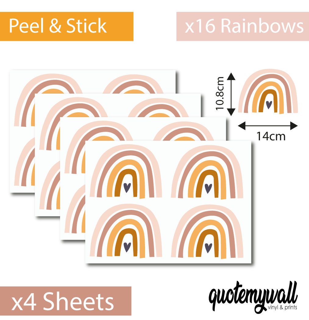 Large Boho Rainbow Wall Stickers 16 Pack