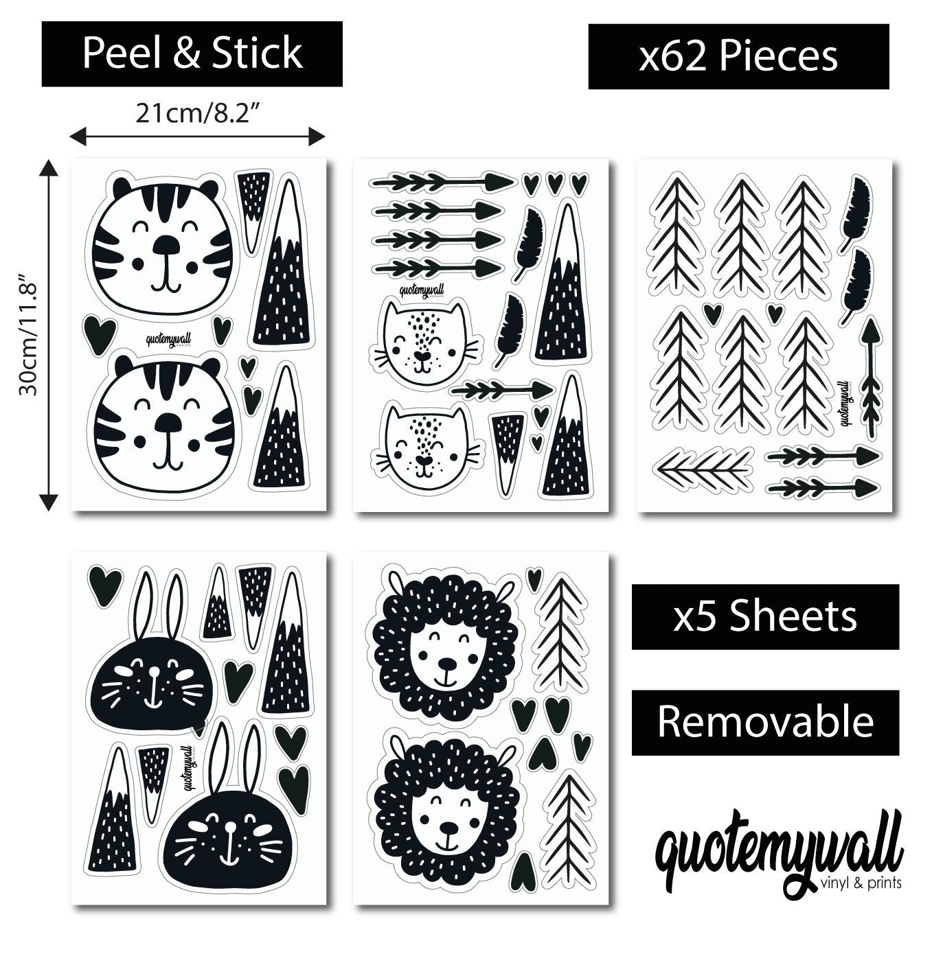 Scandi Wall Stickers For Kids Rooms Childrens Nursery Scandinavian Animals