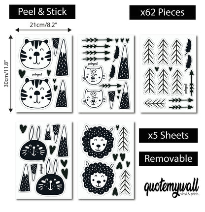 Scandi Wall Stickers For Kids Rooms Childrens Nursery Scandinavian Animals