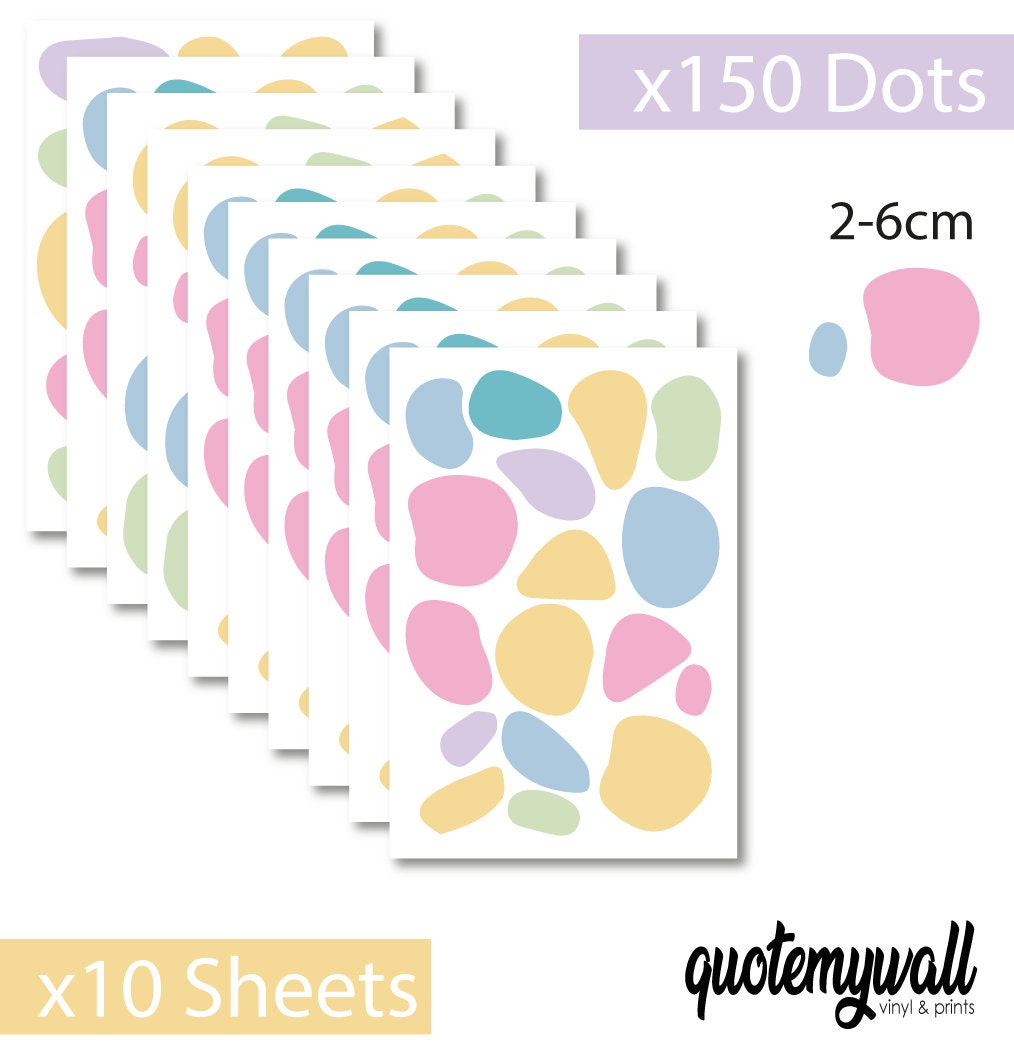Pastel Polka Dot Wall Decal Stickers Danish Pastel Denmark Chic Tones
