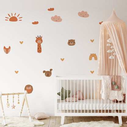 Boho Chic Wall Decor Stickers Decals Animal Chic Nursery Wall Art Kids Childrens Removable Vinyl